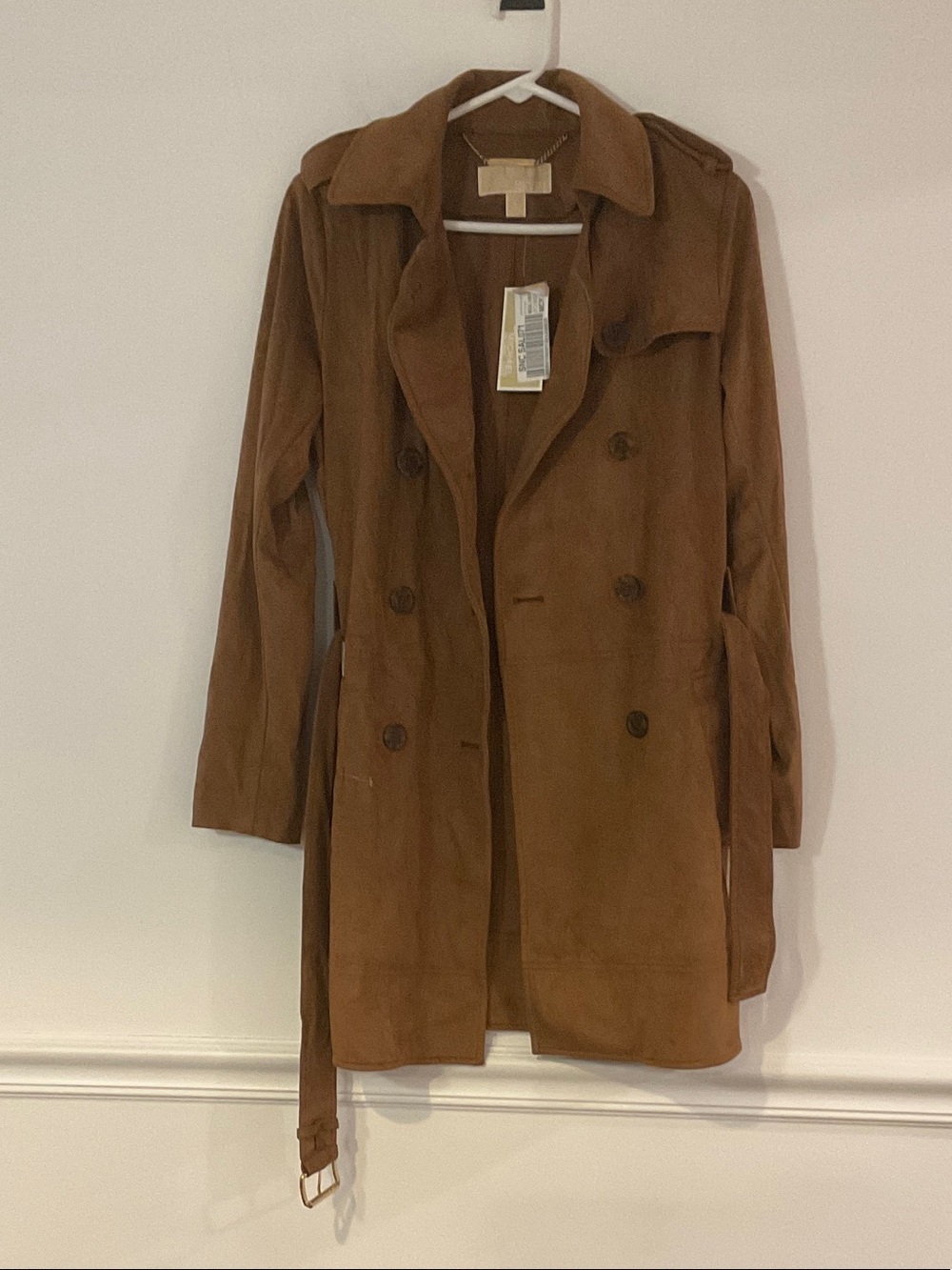 MICHAEL Michael Kors Chestnut Brown Suede Double-Breasted Trench Coat
